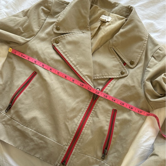 J.Crew khaki Moto Jacket with Coral trim sz4 - Picture 7 of 7